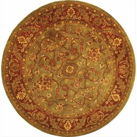 SAFAVIEH 6 x 6 ft. Round- Traditional Golden Jaipur Green And Rust Hand Tufted Rug GJ250A-6R